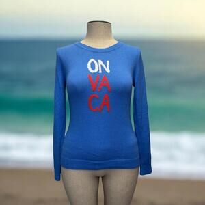 Lilly Pulitzer Solar Blue "ON VA CA" pullover Sybil sweater. M